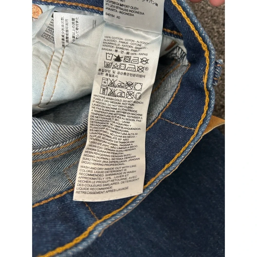Levis 501 Denim Jeans 34x36‎ (32x32) Button Straight Dark Wash Blue Egypt Stiff